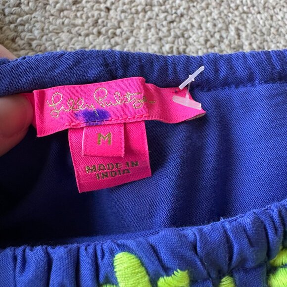 Lilly Pulitzer Idara One Shoulder Ruffle Dress Corsica Blue Pom Pom M - Picture 4 of 9